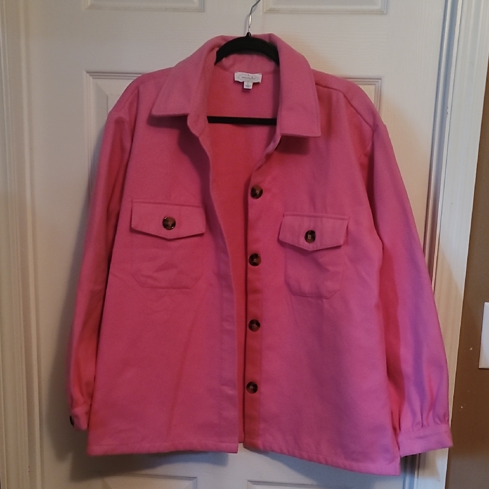 Mud Pie Pink Button-Up Jacket